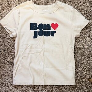 Old Navy Cream Bonjour T-Shirt